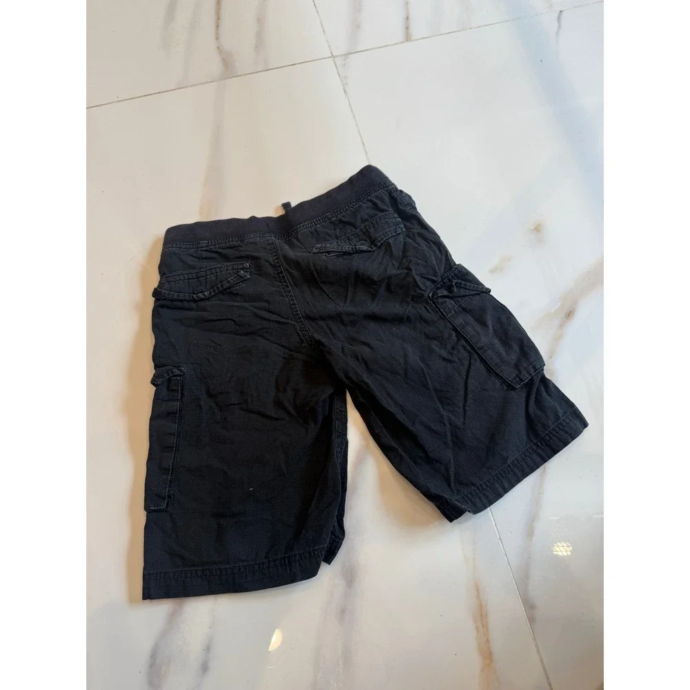 Epic Threads Kids Black Cargo Shorts Cotton Elastic Waist Drawstring Size S